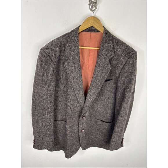 Harris Tweed Blazer Men’s 44 Brown Speckled Wool Jacket Sears Scotland VTG - Picture 1 of 9
